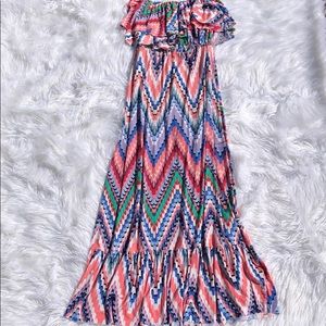 T-Bags Los Angeles Print Ruffle Maxi Dress